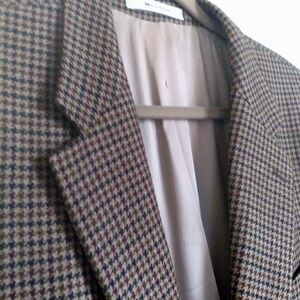 Chaps Ralph Lauren Houndstooth Blazer Sports‎ Coat Jacket Mens 44T FLAWED AT HEM